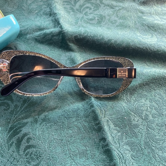 Kate Spade Dark Brown Glittery Rectangular Sunglasses No Prescription - Picture 9 of 9
